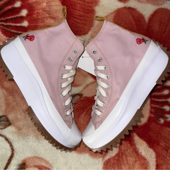 Converse Shoes - Converse Run Star Hike High Platform Pink White Rose Flower Custom size 8 Pastel